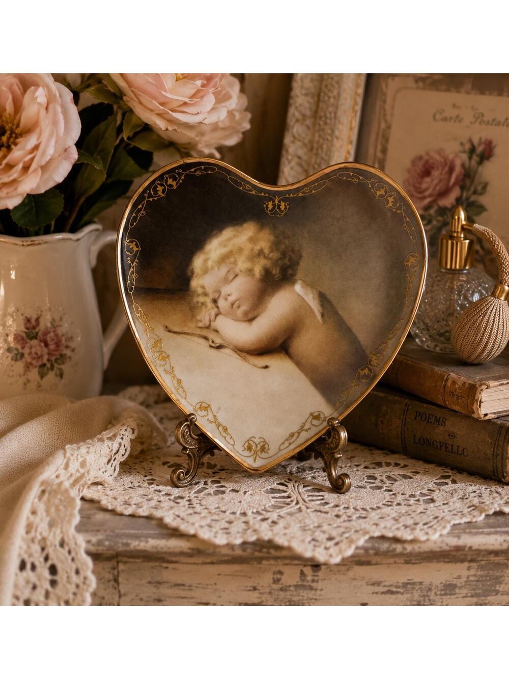 Sweet Slumber Heart Plate Bessie Pease Gutmann Cherub Art Collectible Wall Decor